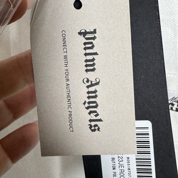 Palm Angels Sartorial Tape Cotton Polo Shirt white mens size Medium New with tag - Picture 13 of 15